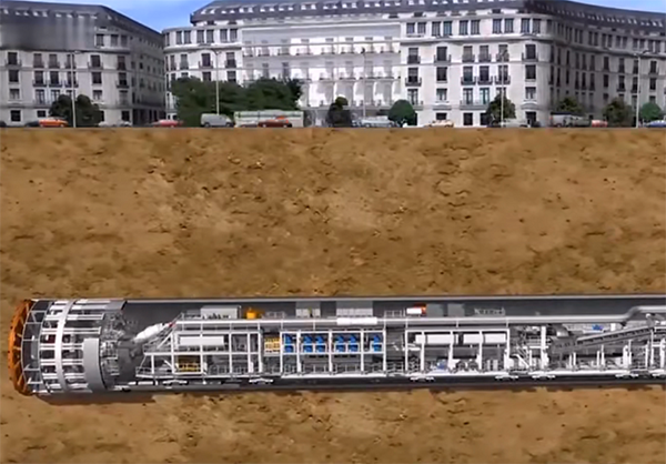 盾構(gòu)機(jī)工作時(shí)的掘進(jìn)圖